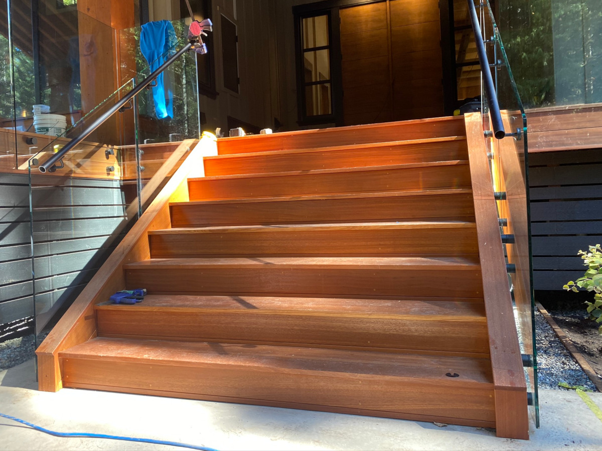 Balau Bangkirai stairs installed with Deckwise Clips.